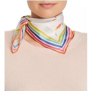 Kate Spade New York Flock Party Printed Silk Bandana Scarf Neck Parrot Birds 20”